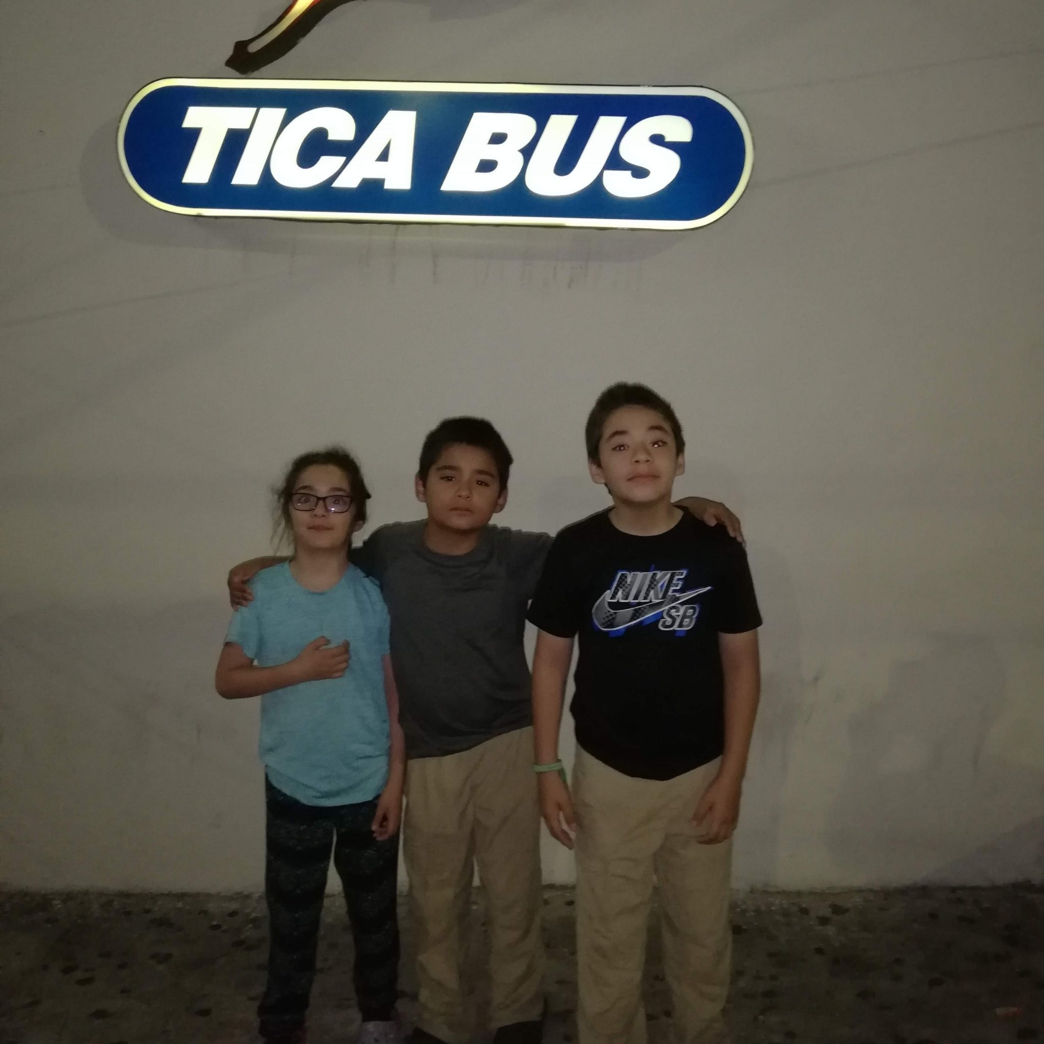 Getting to Leon: Relaxing on the Tica Bus 1 Daniela, Mateo and Marco waiting for the night Tica Bus