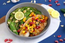 Parmesan almond crusted tilapia, skillet dinners, almond flour crusted tilapia, healthy dinners for two, how to cook tilapia on stove, tilapia dinner ideas, pan fried tilapia without flour, parmesan crusted tilapia, easy tilapia recipes