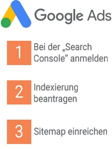 Webseite bei Google anmelden