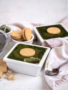 No-bake Matcha Golden Oreo Tiramisu with mascarpone cream and espresso
