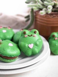 Tiktok Frog Froggie Macarons with easy chocolate buttercream