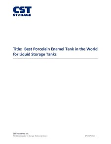 Best Porcelain Enamel Tank in the World for Liquid Storage Tanks