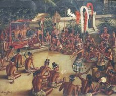 Foto 2: Pertunjukan Tari di Wilayah Borobudur pada Abad ke-9 (Hofleven op Java Voor Duizen Jaar), Walter Spies (1930), 65 x 80 cm