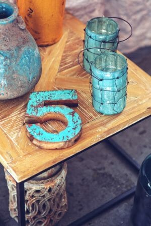 The number 5 on a table
