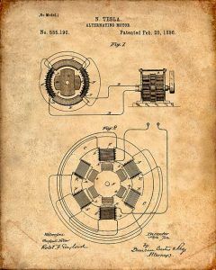 imagen de la patente del motor de corriente alterna de Nikola Tesla