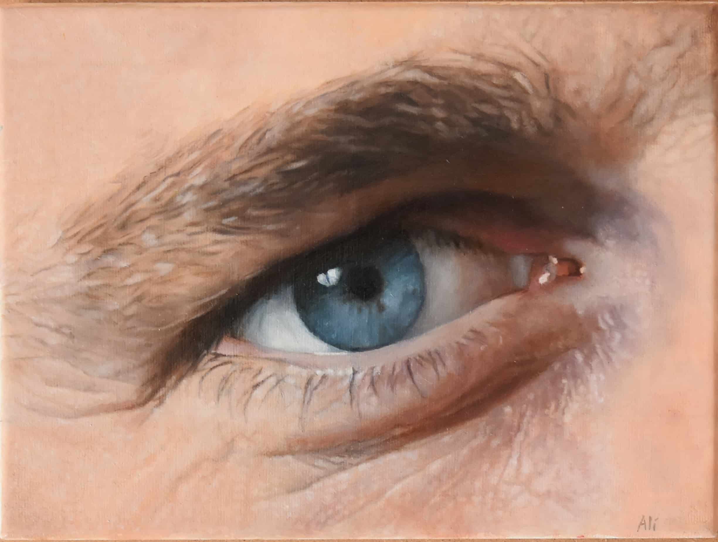 occhio dipinto ad olio con tecnica iperrealista foto dipinto iperrealista