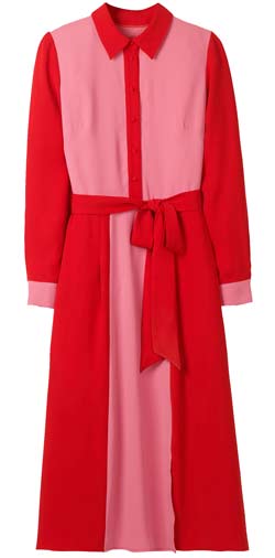 pink and red colour block dress