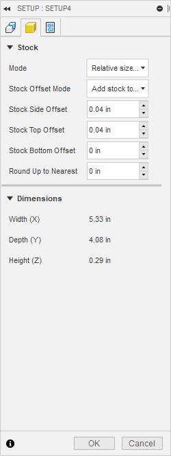 Stock setup tab