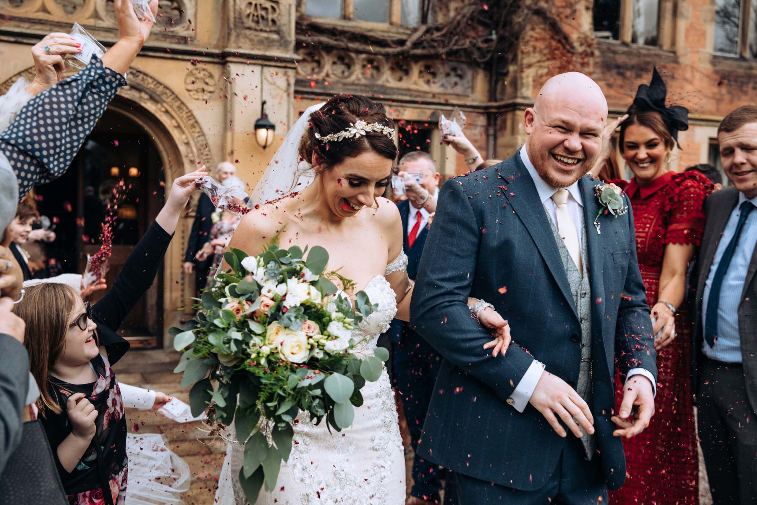 Manchester Wedding Photographer Front 2 Wedding Photographer Manchester Bride and Groom with Confetti