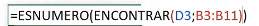funcion ESNUMERO en excel