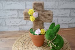 Photo tutorial on how to make a crocheted cross to decorate for Easter or as a memorial to someone you lost.