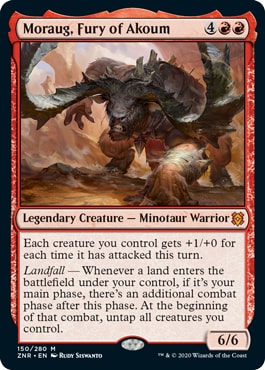 Moraug, Fury of Akoum Best Commander Cards Zendikar Rising land's wrath