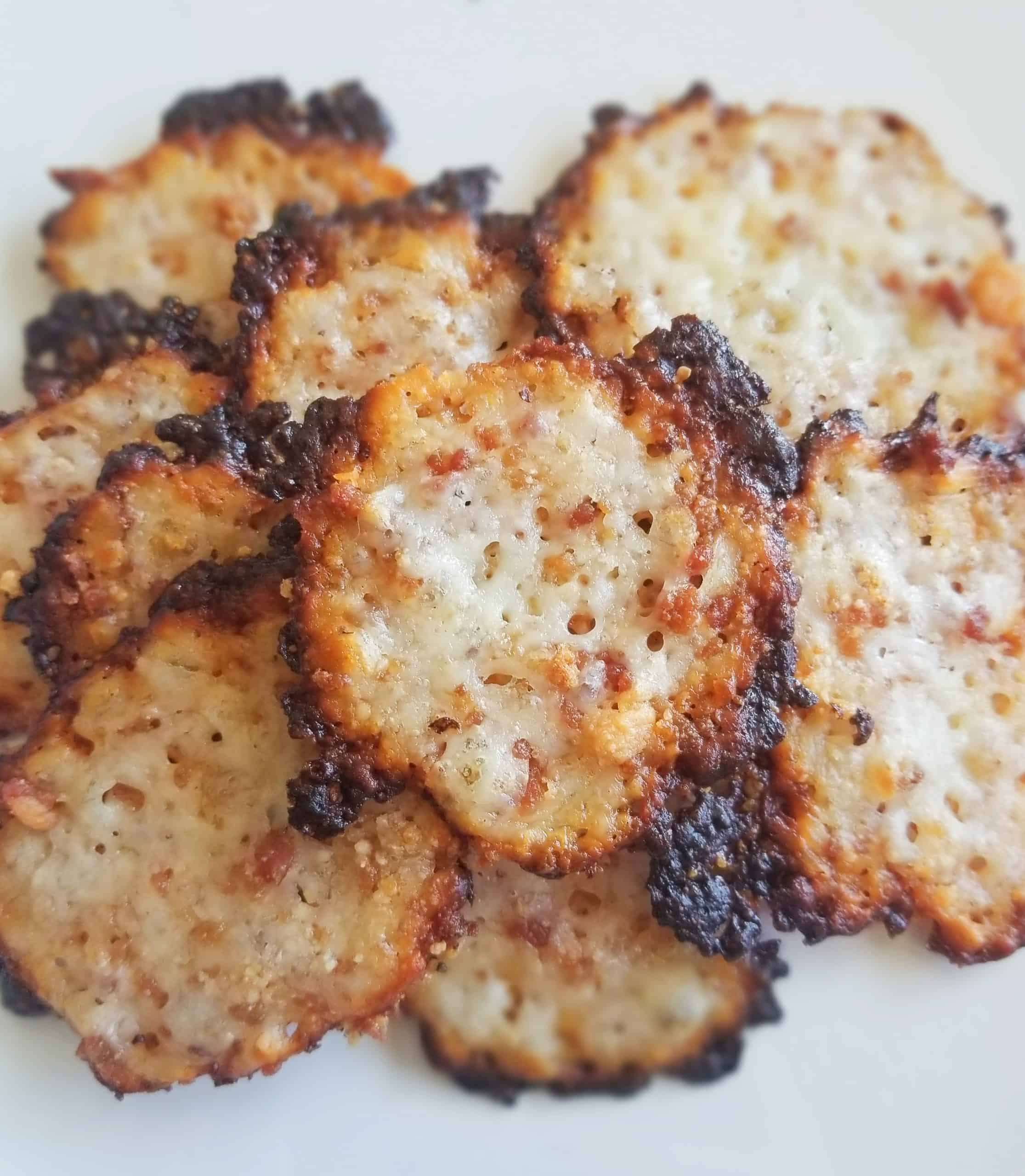 Keto Cheese Crisps with Bacon Cakes to Kale
