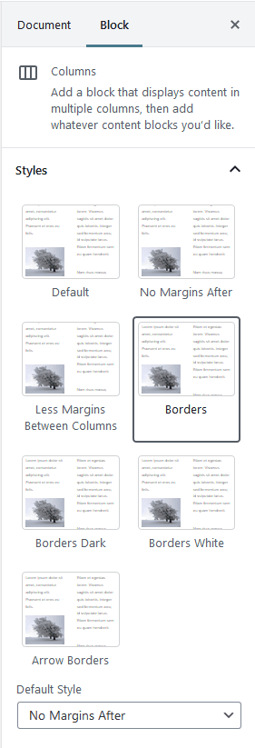 Columns Block with Styles