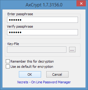 Axcrypt password encryption