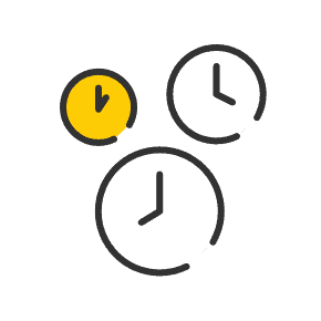Verifly black, white, and yellow drone time icon