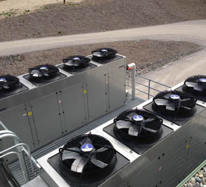 Hydrocarbon chillers on gantry with access road for service, maintenance and repair