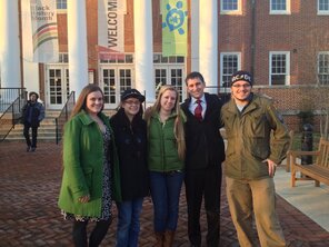 UMD SSDPers past and present on campus after the Good Samaritan policy vote Stacia Cosner, Mikayla Hellwich, Crystal Varkalis, Brandon Levey, Nicholas Rosenberg