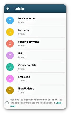 WhatsApp Business Labels