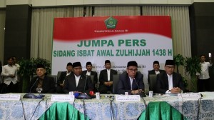 Press Conferenfe of isbat meeting of the first day of Dzulhijjah Month 1438 H (Photo: PR of Ministry of Religious Affairs)
