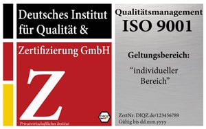 DIQZ Prüfzeichen und Prüfsiegel für die Zertifizierung ISO 9001