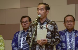 President Jokowi on his press conference at the Jakarta Convention Center (JCC), Senayan, Jakarta, Saturday (3/11). (Photo by: Bureau of Press, Media and Information).