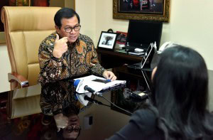 Cabinet Secretary Pramono Anung in an interview with Metro TV, at his office, Jakarta, Friday (18/5) afternoon (Photo: JAY/Human Relations Division).