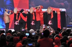 President Jokowi attends the celebration of the 45th Anniversary of Indonesian Democratic Party of Struggle (PDI-P) at the Jakarta Convention Center, Jakarta, Wednesday (10/1) afternoon. (Photo: PR/Jay)
