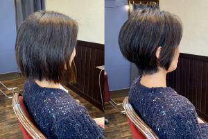 クセでハチが目立ってしまうミディアムヘア 動きをつけた外はね前上がりのレイヤースタイル ママ必見 藤沢でカットが上手いと大評判の美容院 ランド