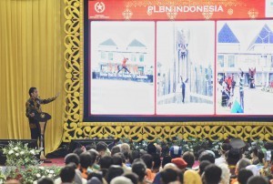 President Jokowi delivers his remarks at the opening of the 30th Congress of PMKRI, in Palembang, South Sumatra, Monday (22/1) afternoon. (Photo: Anggun/PR)