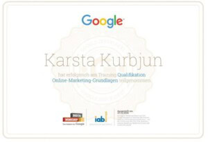 Google Digital Workshop Zertifikat Karsta Kurbjun