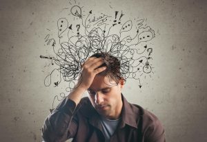 man with jumbled thoughts