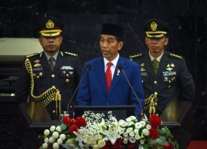 President Jokowi in his presentation on the Bill on State Budget 2019 Fiscal Year, at the House of Representatives of the Republic of Indonesia Plenary Meeting, Nusantara Building, Jakarta, Thursday (8/16). (Photo by: Agung/Public Relations).