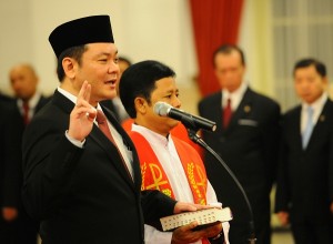 Nazir Foead inaugurated as Head of the Peat Land Restoration Agency on Wednesday morning (20/1) at the State Palace, Jakarta. (Photo by: Public Relations Division/Rahmat)