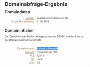 Bei Denic ist keine Adresse in Belize hinterlegt, sondern eine Berliner Adresse.