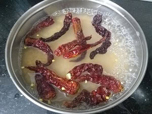 Dal and chillies soaked together