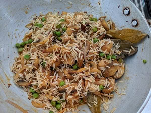 Mushroom Rice ready to pressure cook