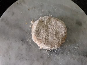 Dough ball dusted ready to be rolled