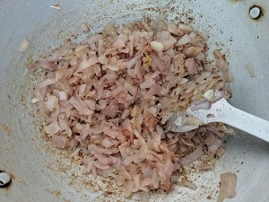 Translucent onions for the gravy base