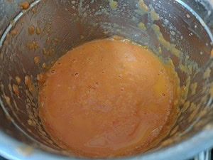 Pureeing the tomato onion and garlic mix