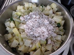 Grated coconut added
