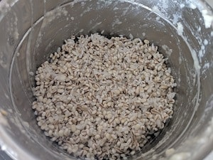 soaked and drained barley and rice