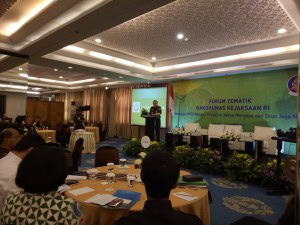 Deputy Attorney General for Intelligence Dr. Jan S. Maringka in his remarks at the thematic forum event of the Coordinating Agency for Community Relations (Bakohumas) at Century Athlete Hotel, Jakarta, Tuesday (25/9) (Photo by: Heni/Public Relations).