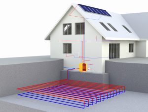 Passive-Kühlung-Erdwärmepumpe-Tipp-zum-Bau Die Wärmepumpe in Zusammenarbeit mit Solarpaneelen zu sehen auf Tipp zum Bau.