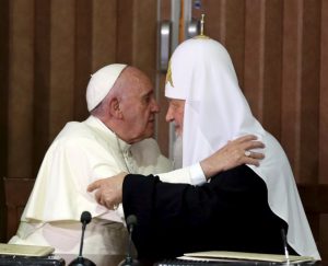 Reuters Pope Francis, head of the Catholic Church, met Russian Orthodox Patriarch Kirill in Havana earlier this year.