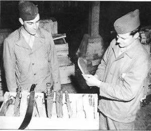 knife inspection WWII photo of a knife inspection
