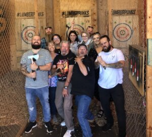 Group finishing at Lumber Punks Gold Coast Gold Coast Brewery Tour and Axe Throwing