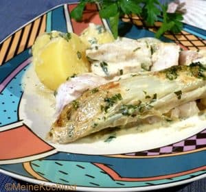 Chicorée mit Rotbarsch und Senfsahne