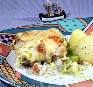 Heilbutt-Gratin mit Lauch