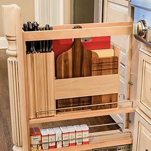 knife organizer and cutting board storage drawer